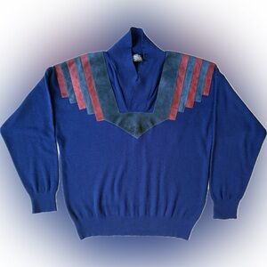 Vintage Men's Wool Sweater with Shawl Collar | Made in Italy | Size L